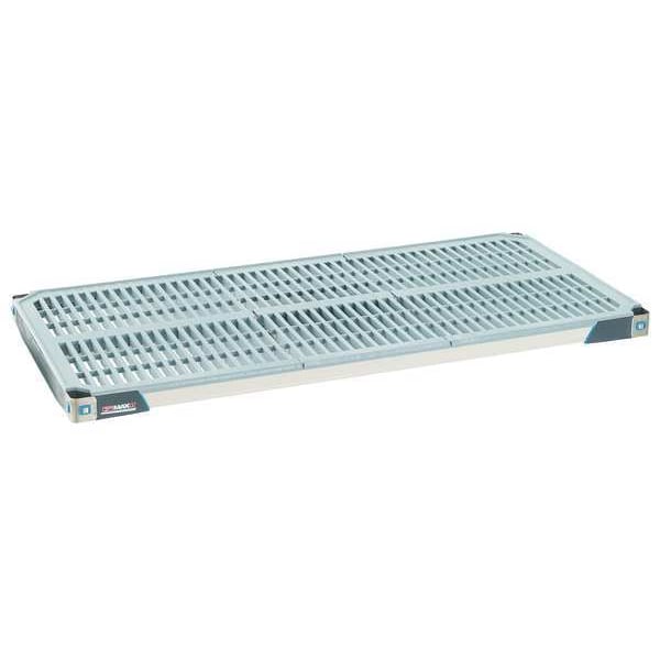 Plastic Shelf, Open Style, 24 in D, 54 in W, 1 7/8 in H, Taupe/Blue