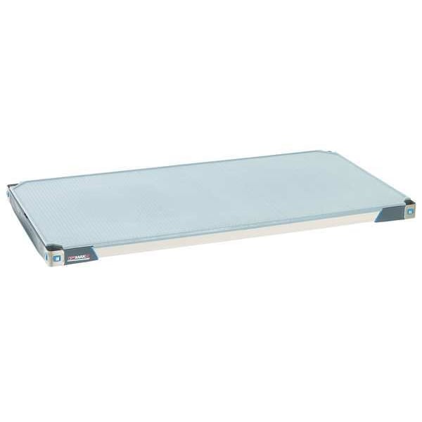 Plastic Shelf, Solid Style, 24 in D, 42 in W, 1 7/8 in H, Taupe/Blue