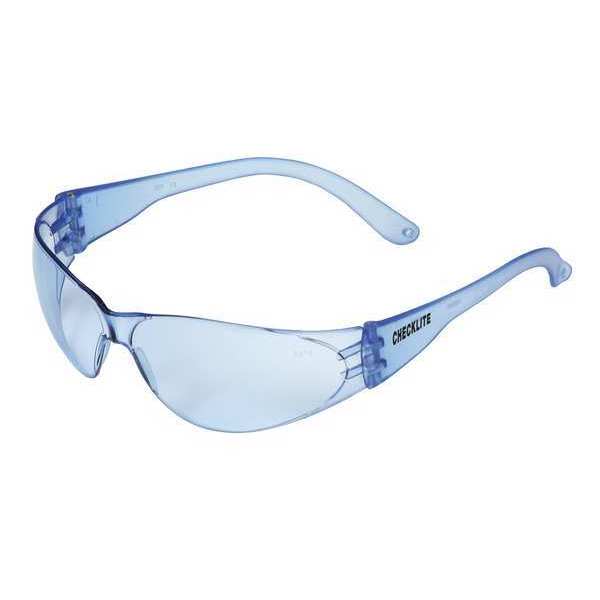 Safety Glasses, Traditional Light Blue Polycarbonate Lens, Scratch-Resistant