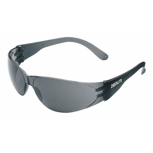 Safety Glasses, Wraparound Gray Polycarbonate Lens, Scratch-Resistant