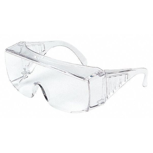 Safety Glasses, OTG-Wraparound Clear Polycarbonate Lens, Scratch-Resistant
