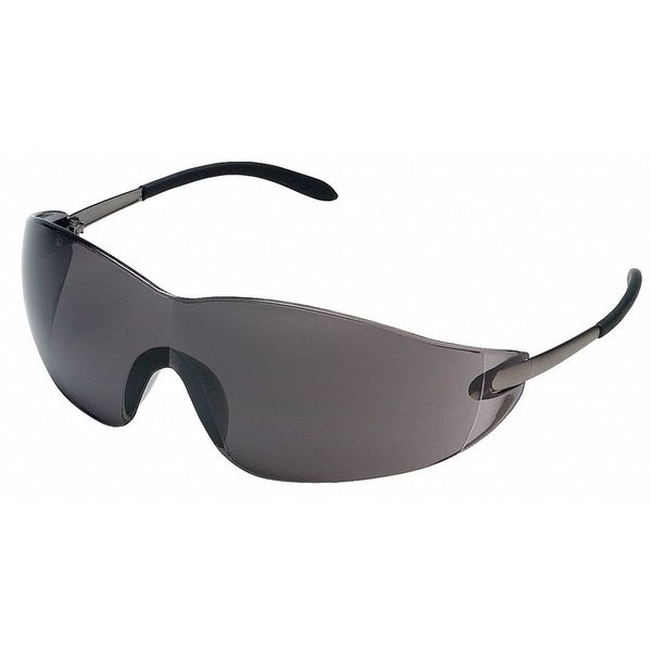 Safety Glasses, Wraparound Gray Polycarbonate Lens, Scratch-Resistant