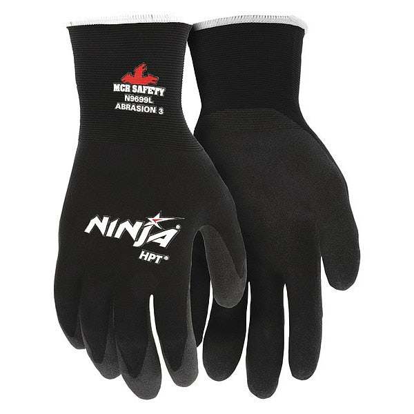 HPT Coated Gloves, Palm Coverage, Black, S, 12PK