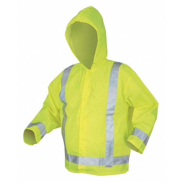Rain Jacket w/Hood, Hi-Vis Yellow/Green, L
