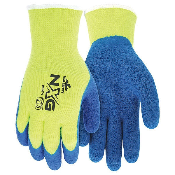 Hi-Vis Cold Protection Cut-Resistant Gloves, Cotton/Polyester/Acrylic Lining, S, 12PK