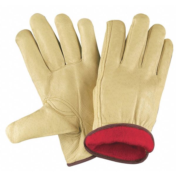 Prem Grd Pigskin Drvr Red Fleece, L, PK12