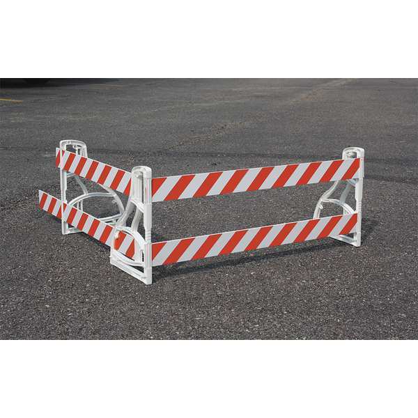 Leg Frame P-Cade Barricade Kit, Polypropelene, 36 in H, 72 in L, 16 in W, Orange/White