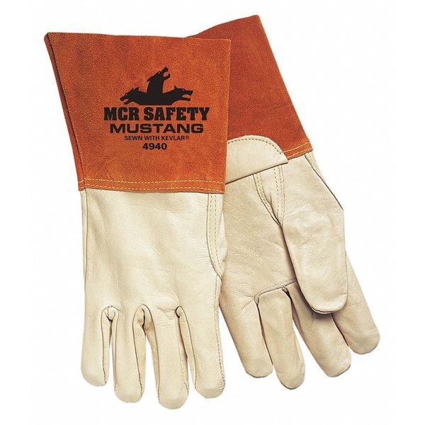 MIG/TIG Welding Gloves, Cowhide Palm, L, 12PK