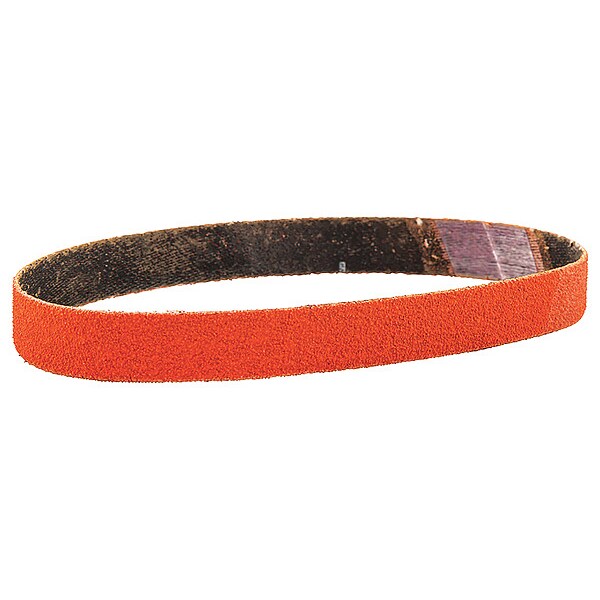Sanding Belt, Coated, 1/2 in W, 12 in L, 40 Grit, Coarse, Ceramic, R980P Blaze, Orange