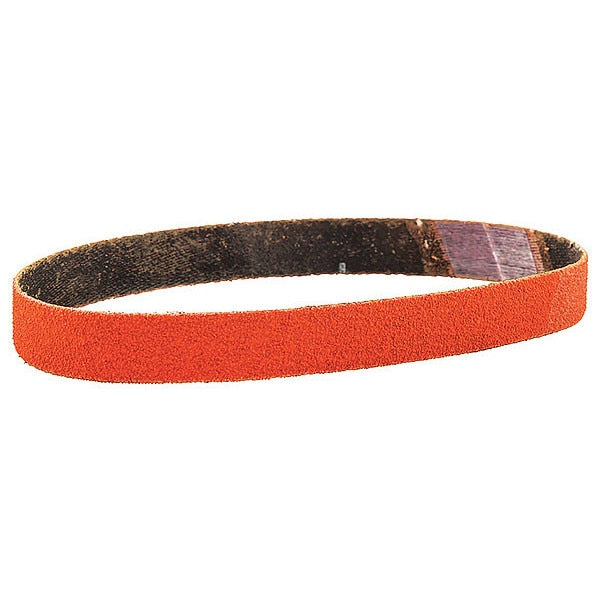 Sanding Belt, Coated, 1/2 in W, 12 in L, 120 Grit, Fine, Ceramic, R980P Blaze, Orange
