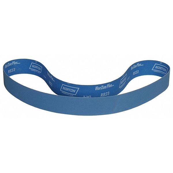 Sanding Belt, Coated, 1 1/2 in W, 60 in L, 220 Grit, Very Fine, Zirconia Alumina, R823P Bluefire