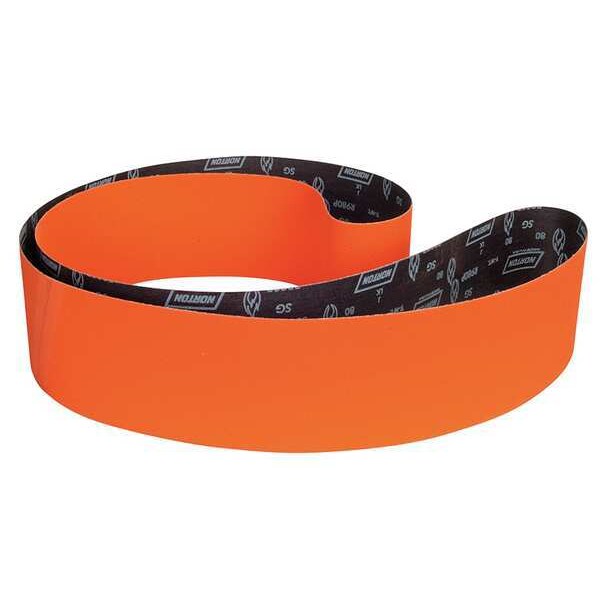 Sanding Belt, Coated, 6 in W, 132 in L, 80 Grit, Medium, Ceramic, R980P Blaze, Orange