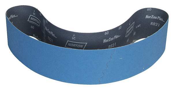 Sanding Belt, Coated, 6 in W, 48 in L, 150 Grit, Fine, Zirconia Alumina, R823P Bluefire, Blue