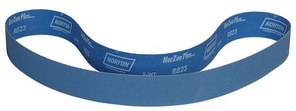 Sanding Belt, Coated, 2 1/2 in W, 60 in L, 180 Grit, Very Fine, Zirconia Alumina, R823P Bluefire