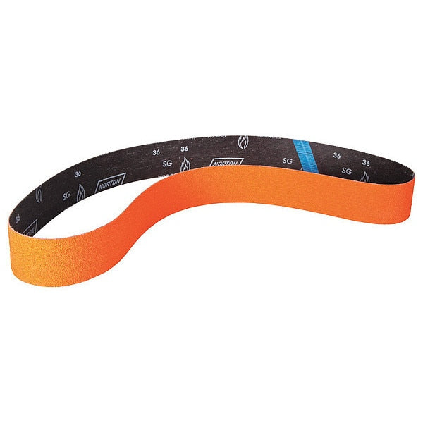 Sanding Belt, Coated, 2 1/2 in W, 60 in L, 36 Grit, Extra Coarse, Ceramic, R980P Blaze, Orange