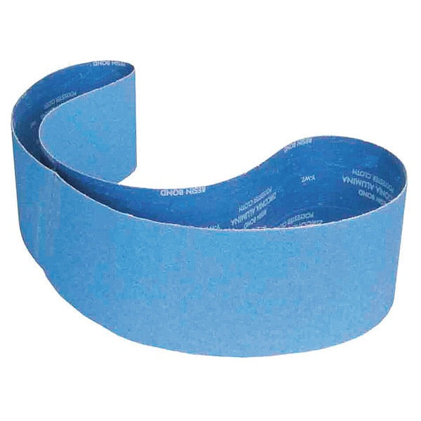 Sanding Belt, Coated, 6 in W, 89 in L, 80 Grit, Medium, Zirconia Alumina, R823P Bluefire, Blue