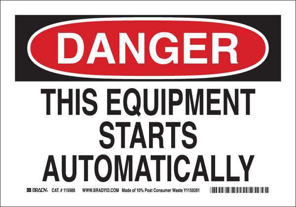 Danger Sign, 7 in Height, 10 in Width, Rectangle, English