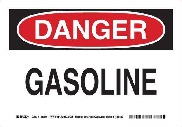 Danger Sign, 7 in Height, 10 in Width, Rectangle, English
