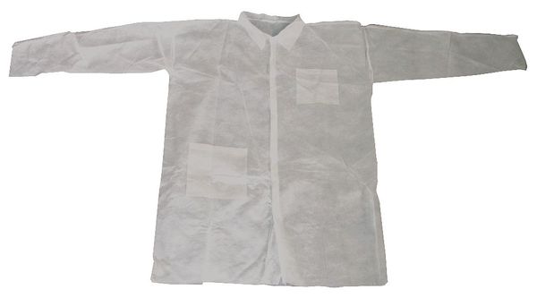 Lab Coat, Polypropylene, White, 5XL, PK25