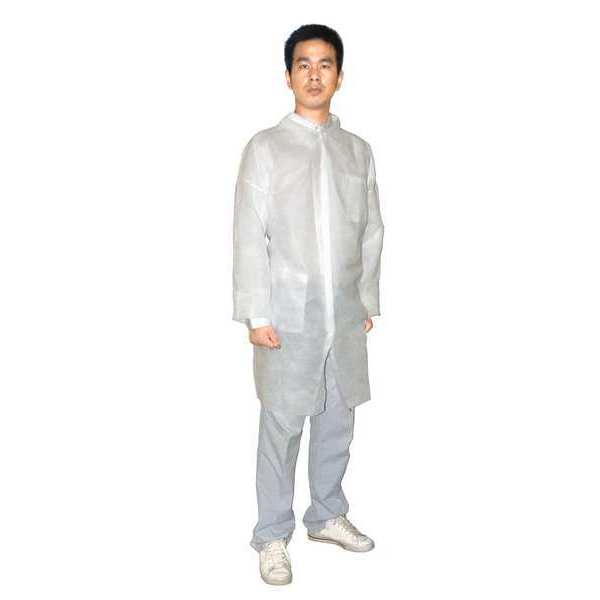 Lab Coat, Polypropylene, White, 5XL, PK25