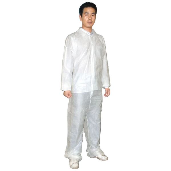 Collared Disposable Coveralls, 25 PK, White, Polypropylene, Zipper