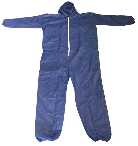 Hooded Disposable Coveralls, 25 PK, Blue, Polypropylene, Zipper
