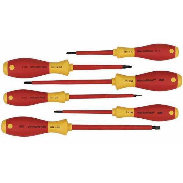 Insulated Screwdriver Set, Slotted/Phillips, Square, 6 pcs