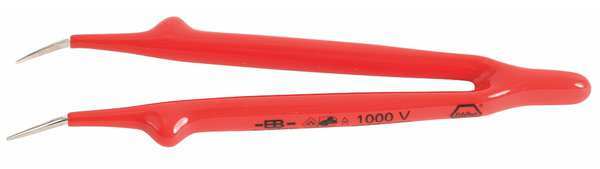 Insulated Tweezers, Angled Fine, 6 In