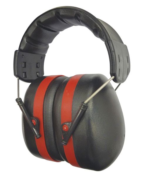Over-the-Head Ear Muffs, 24 dB, Condor, Black/Red