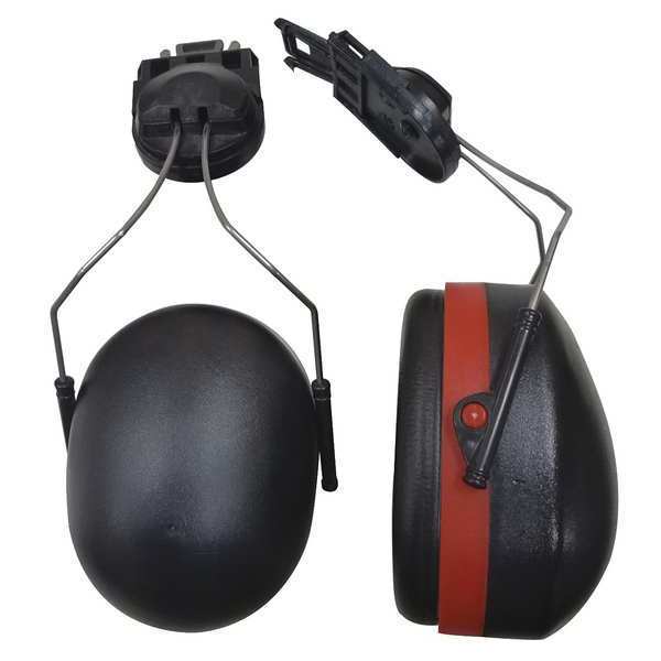 Hard Hat Mounted Ear Muffs, 18 dB, Condor, Black/Red