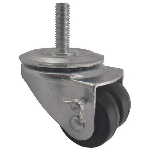Dual Wheel Swivel Caster w/Brake, 2 in, 200 lb