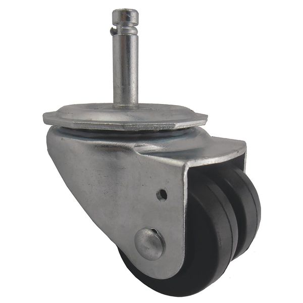Dual Wheel Swivel Caster, Rubber, 2 in, 200 lb
