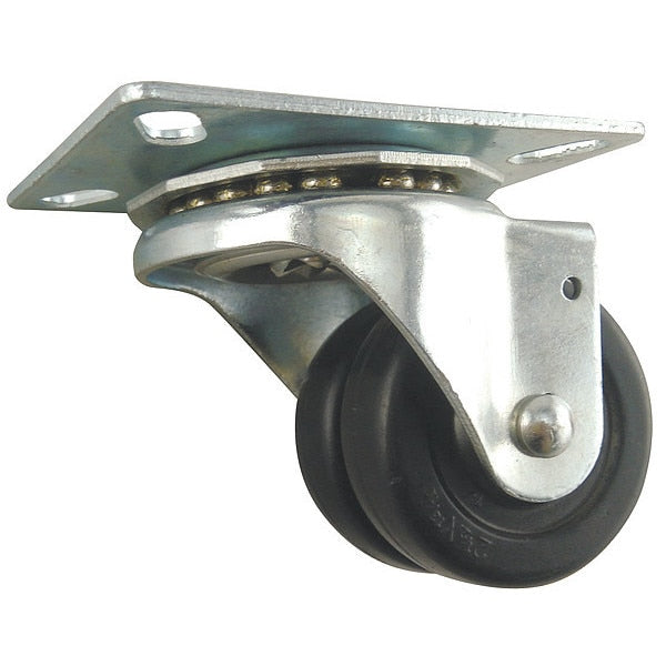 Dual Wheel Swivel Caster, Rubber, 2-1/2 in, 300lb