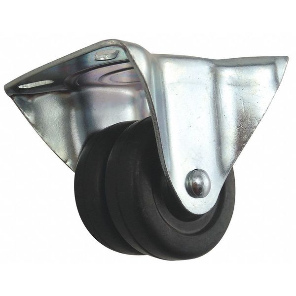 Dual Whl Rgd Cstr, Rubber, 2-1/2 in, 300 lb