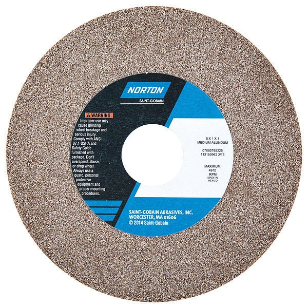 Grinding Wheel, 5 in. Dia, AO, 60/80G, Brown