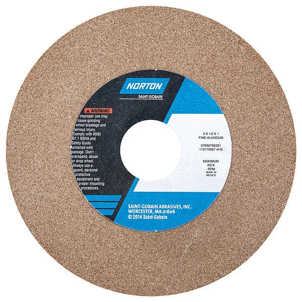 Grinding Wheel, 5in.Dia, AO, 100/120G, Brown