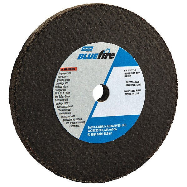 Grinding Wheel, 4 in. Dia, ZA/AO, 20 G, Gray