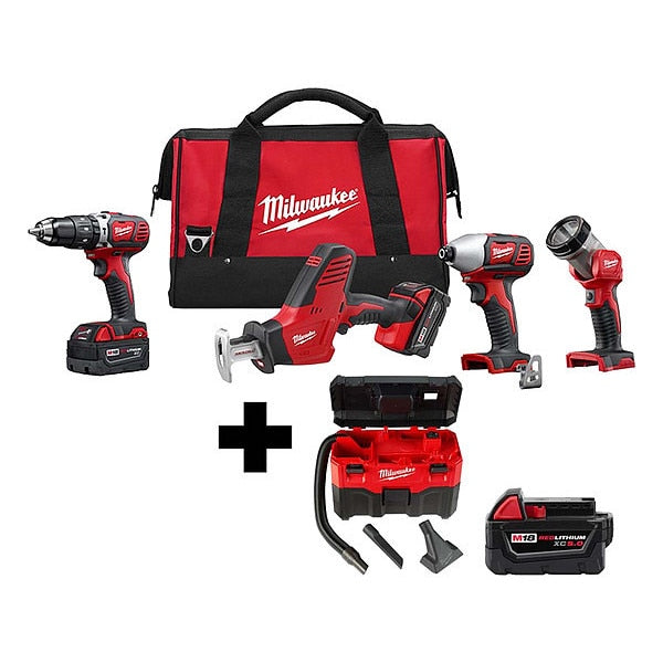 M18 4PC Combo Kit, M18 Vac, M18 5.0