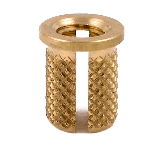 Press Insert, M4-0.70 Int Thrd Sz, 7.950 mm L, 5.842 mm Dia., Brass, Plain, 50 PK