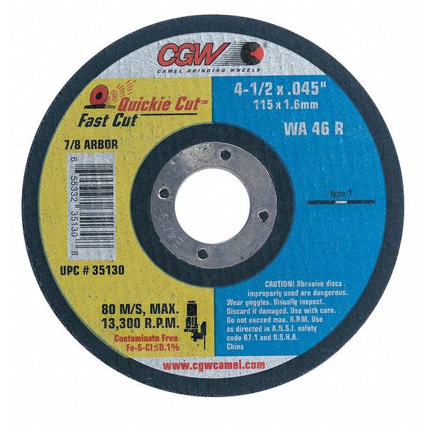 CutOff Whl, 4.5x0.045x 7/8, T1, WA46-R