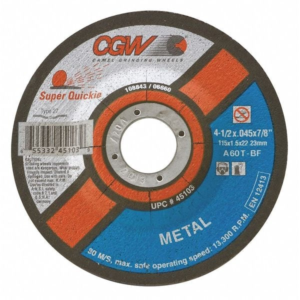 Depressed Ctr Whl, 4.5x0.045x5/8-11, T27