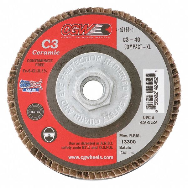 Flap Disc, 4.5x5/8-11, C3 Cmpct Cer XL, 60G