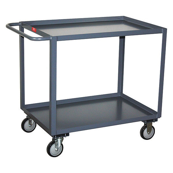 Steel Flat Handle Utility Cart, 2 Shelves, 1,400 lb
