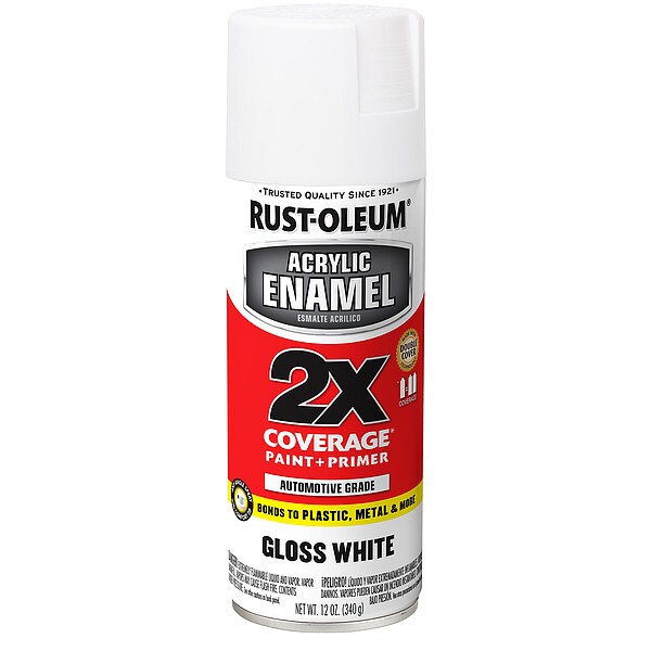 Acrylic Enamel, White, Solvent Base, 12 oz