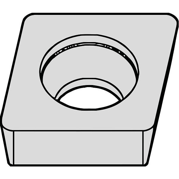 Diamond Turning Insert, Diamond, 3/8 in, CCMW, 80  Degrees, 1/64 in, Carbide