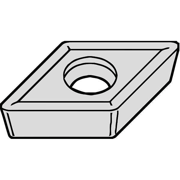 Diamond Turning Insert, Diamond, 3/8 in, DCMT, 55  Degrees, 1/64 in, Carbide