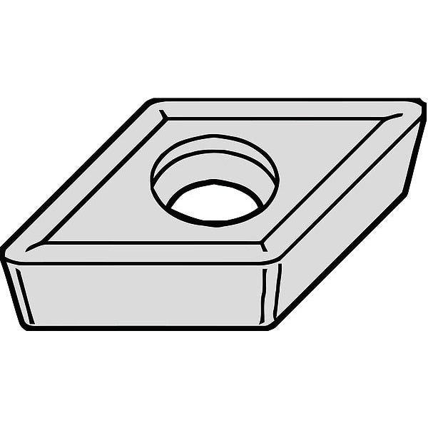Diamond Turning Insert, Diamond, 3/8 in, CCMT, 80  Degrees, 1/32 in, Carbide
