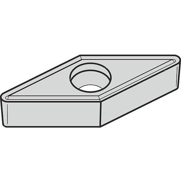 Diamond Turning Insert, Diamond, 5/32 in, GPHT, 45  Degrees, 0.0070 in, Carbide