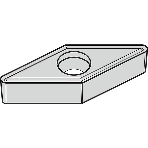 Diamond Turning Insert, Diamond, 3/16 in, GCHW, 45  Degrees, 1/64 in, Carbide