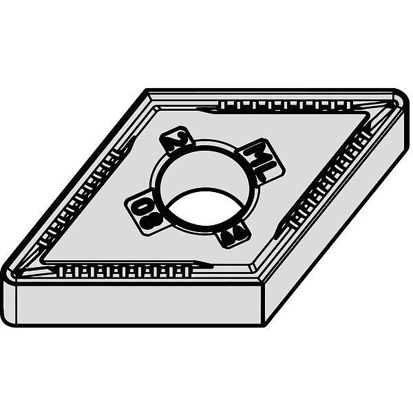 Diamond Turning Insert, Diamond, 3/8 in, DNMG, 55  Degrees, 1/64 in, Carbide